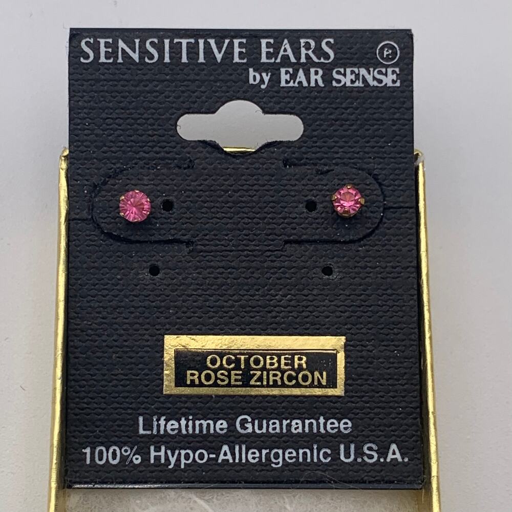 Sensitive Ears Ear Sense‎ Stud Earrings October Rose Zircon Hypo-Allergenic NEW